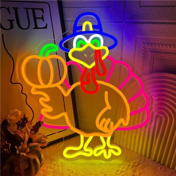 BRAND NEW Pumpkin Turkey Neon Sign - Picture 1 of 7